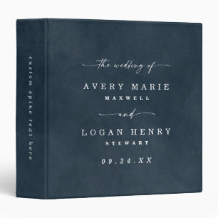 Color Editable Dark Navy Blue Wedding Photo Album 3 Ring Binder