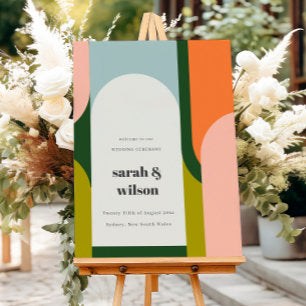 Colorful Groovy Retro Arch Bold Wedding Welcome Foam Board