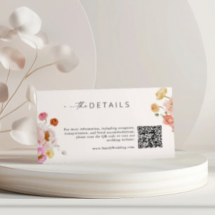 Colorful Spring Flowers QR Code Details Wedding Enclosure Card