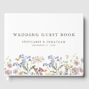 Colorful Spring Wildflower Meadow Garden Wedding Guest Book
