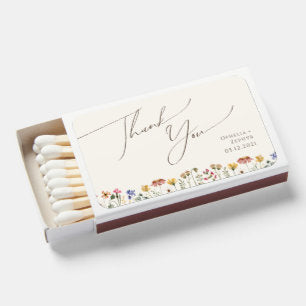 Colorful Wildflower Beige Wedding Favor Matchboxes