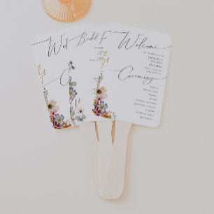 Colorful Wildflower Wedding Program Hand Fan