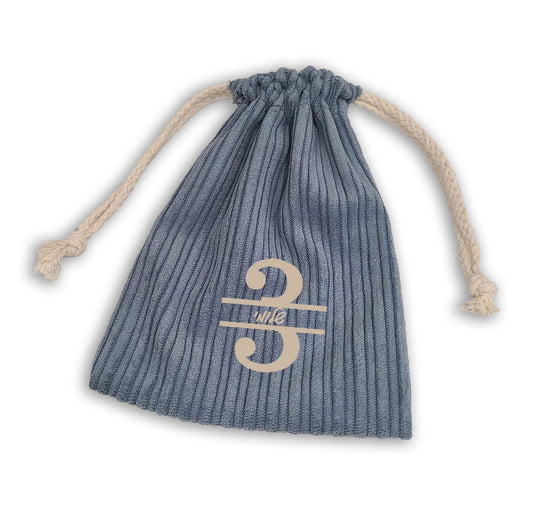 Denim Blue Corduroy Bag Number 3 Design With Rope Drawstring Personalized (Other Designs & Colors Available)