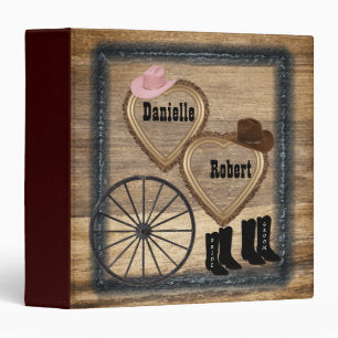 Country Western Rustic Wagon Wheel Wedding Album 3 Ring Binder