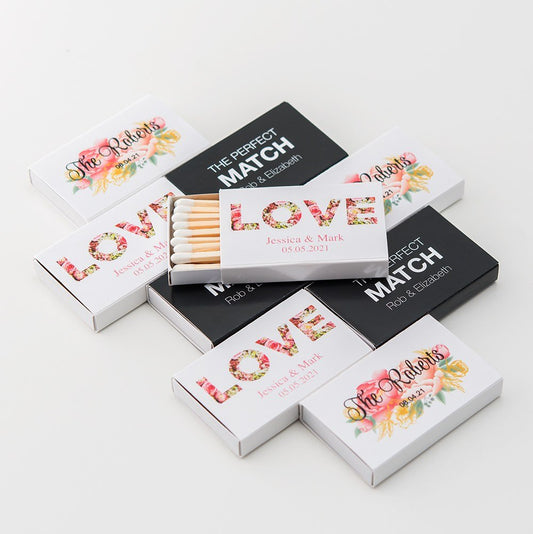 Custom Matchbox Wedding Favor - Floral Love