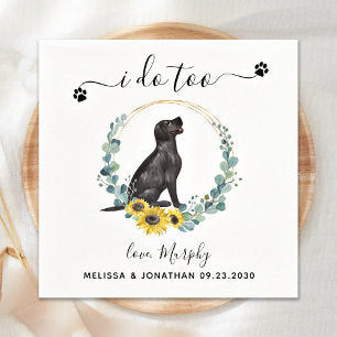 Custom Dog Wedding I Do Too Black Lab Cocktail Napkins