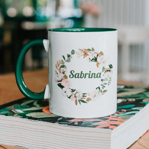 Custom Floral Name Mug Gifts for Bridesmaids