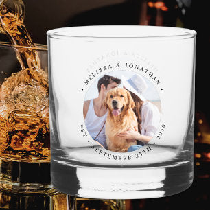Custom Photo Modern Elegant Wedding Whiskey Glass