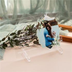 Custome photo acrylic wedding invites with eucalyptus geometic design CAX073
