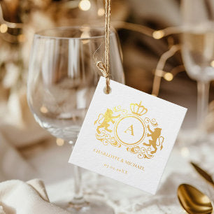 Customer Specific Logo Monogram Wedding Foil Favor Tags
