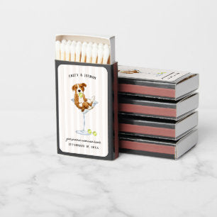 Cute Watercolor Pet Dog Wedding Favor Matchboxes