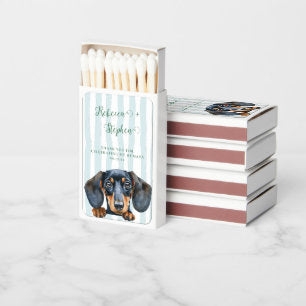 Dachshund Personalized Pet Illustration Wedding Matchboxes