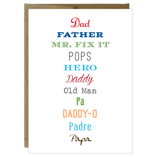 How to Say Dad in Every Way Greeting Card