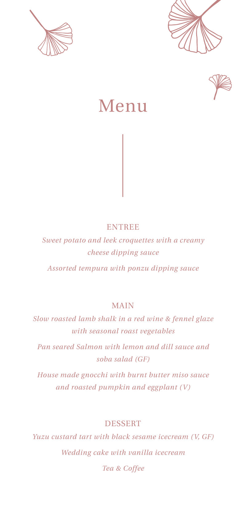 Dancing GinkgoMenu Cards by Nicole C.