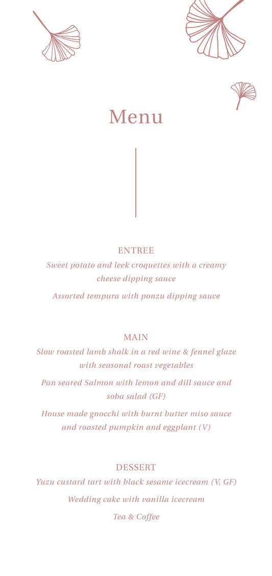 Dancing GinkgoMenu Cards by Nicole C.