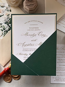 Emerald Green and Gold Foil Wedding Invitations
