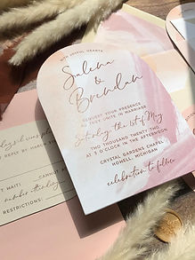 Boho Brush Stroke Die Cut Arch Wedding Invitations