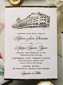Grand Hotel Mackinac Island Wedding Invitations with Gold Foil Press