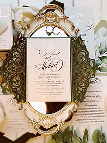 Emerald Green Laser Cut Gold Foil Embossed Gatefold Wedding Invitations 900