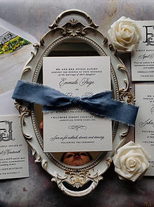 Luxury Black Thermography and Gold Beveled Edge Wedding Invitations