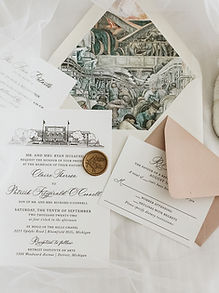 Detroit Institute of Arts Venue Sketch Wedding Invitations