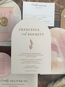 Boho Arch Brush Stroke Wedding Invitations Terracotta Dusty Rose 601