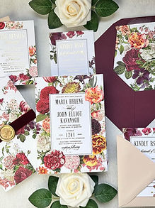 Exquisite Floral Art Nouveau Inspired Foil Wedding Invitation Suite