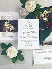 Letterpress Botanical Old World Artisan Monogram Wedding Invitations 08
