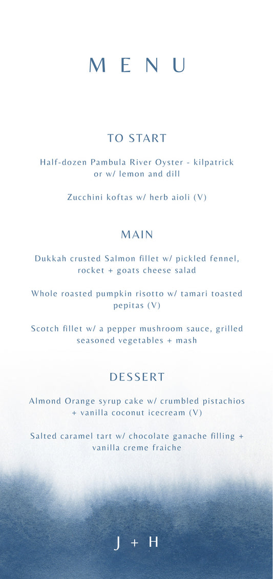 Deep BlueMenu Cards by Nicole C.