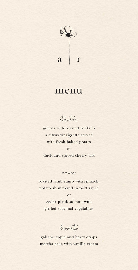 Delicate PoppyMenu Cards by Lauren D.