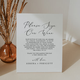 Delicate Black Calligraphy Sign Our Wine Sign