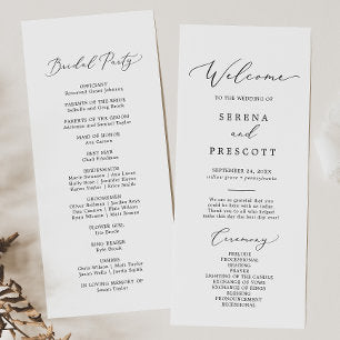 Delicate Black Calligraphy Wedding Program