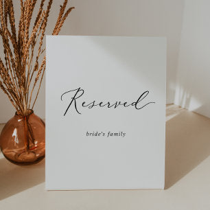 Delicate Black Calligraphy Wedding Reserved Pedestal Sign