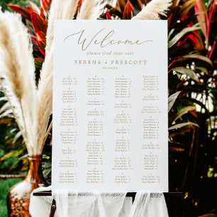 Delicate Gold Alphabetical Wedding Seating Chart Foam Board