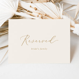 Delicate Gold Calligraphy Cream Reserved Sign