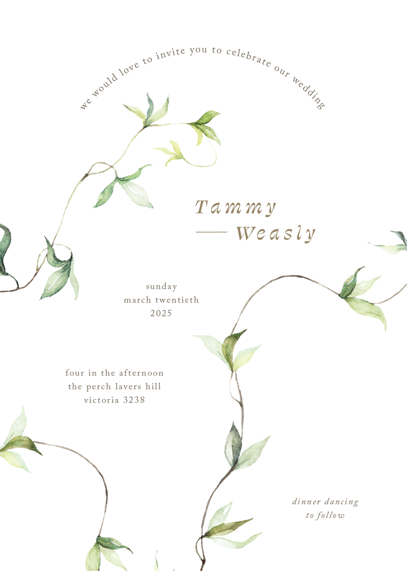 Delicate Leaves Wedding Invitations by Inggrid H.