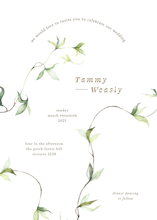 Delicate Leaves Wedding Invitations by Inggrid H.