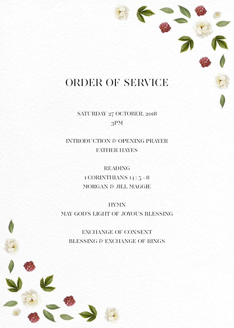 Delphine Rouge Wedding Program by Tenille R.