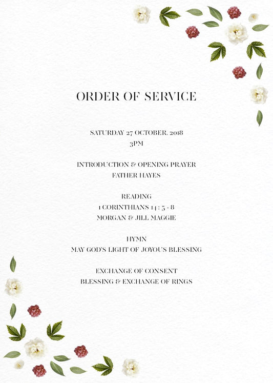 Delphine Rouge Wedding Program by Tenille R.