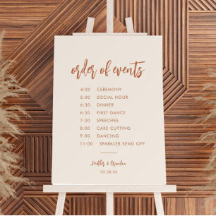 Desert Order of Events Wedding Day Timeline Foam Board