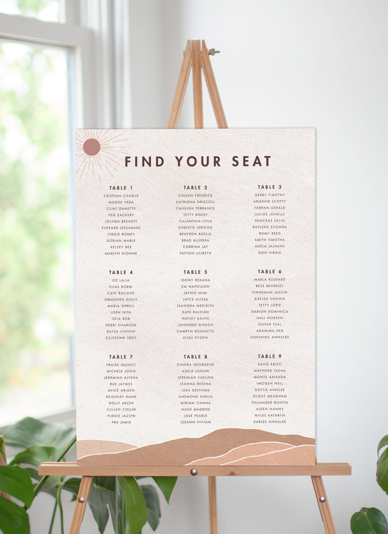 Desert Daydream Seating Chart by Joy