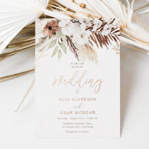 Divine Boho Floral Rose Gold Foil Wedding Foil Invitation