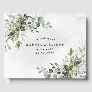 Dusty Blue Eucalyptus Greenery Succulent Wedding Guest Book