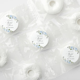 Dusty Blue Flowers, Greenery, Boho, Bridal Shower Life Saver® Mints