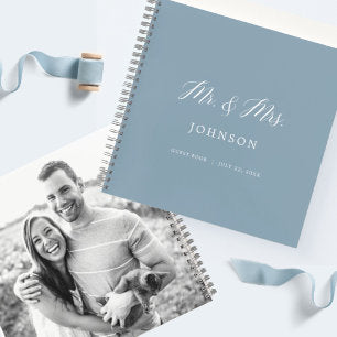 Dusty Blue Mr. & Mrs Photo Wedding Guest Book