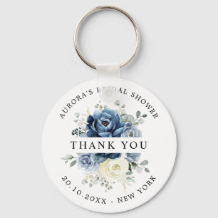 Dusty Blue Navy Champagne Ivory Bridal Shower Gift Keychain