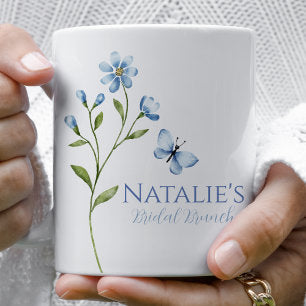 Dusty Blue Wildflower Personalized Bridal Shower Coffee Mug