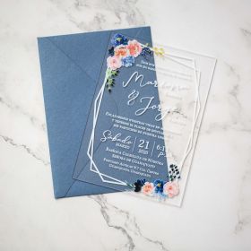 Dusty Rose And Dusty Blue Floral Acrylic Wedding Invitations Swal111
