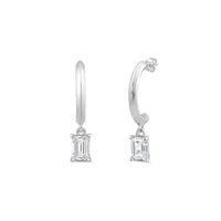 Emerald Diamond Drop Knife Edge Huggies