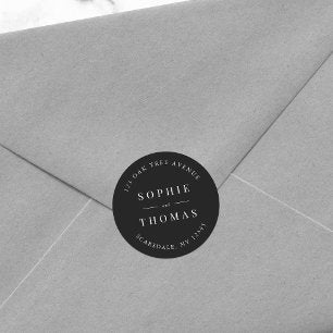Editable Color Wedding Return Address Modern Classic Round Sticker